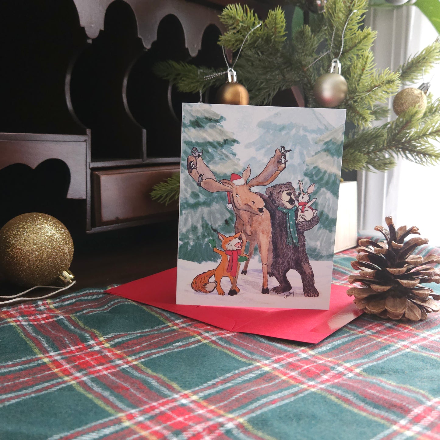 Woodland Carolers Card