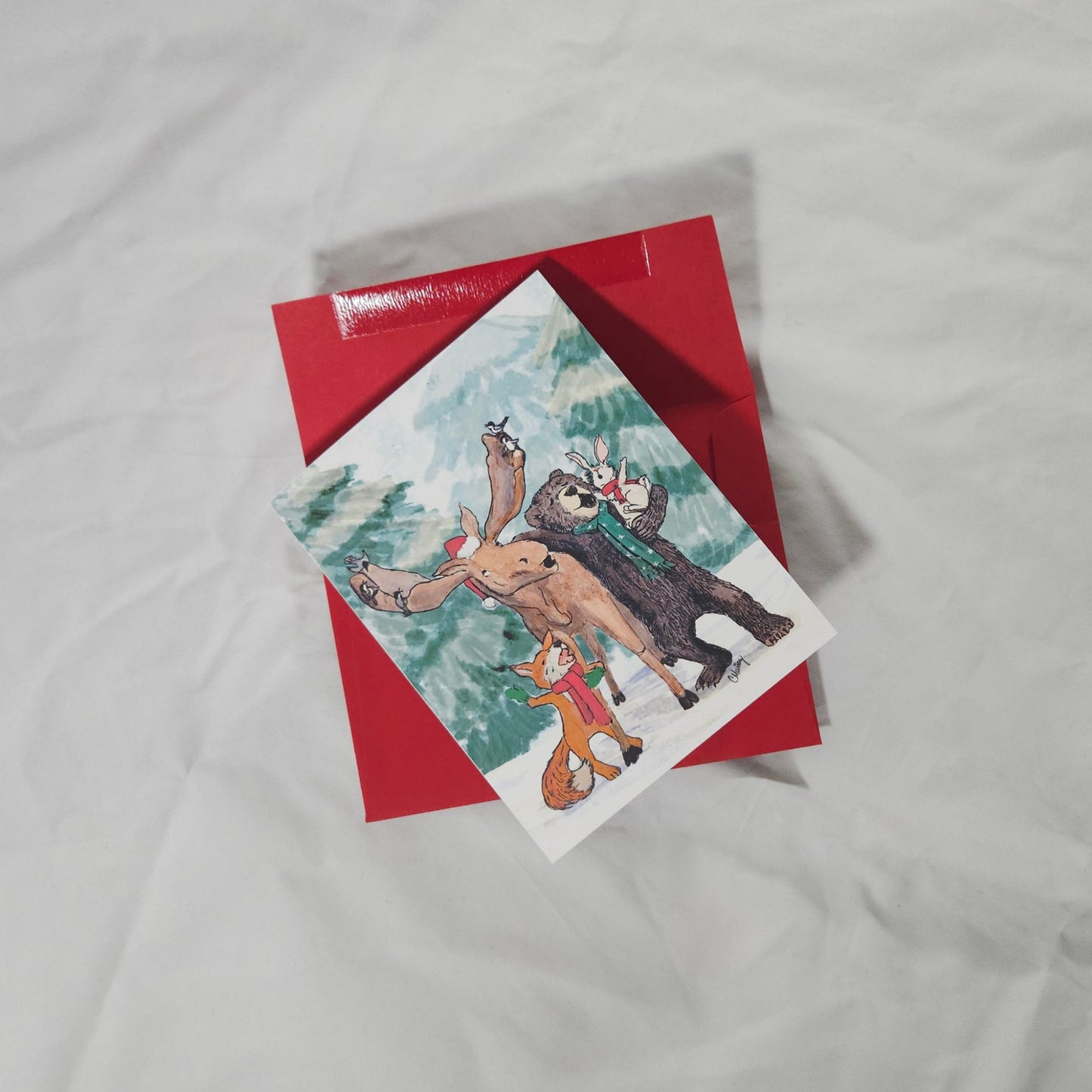 Woodland Carolers Card