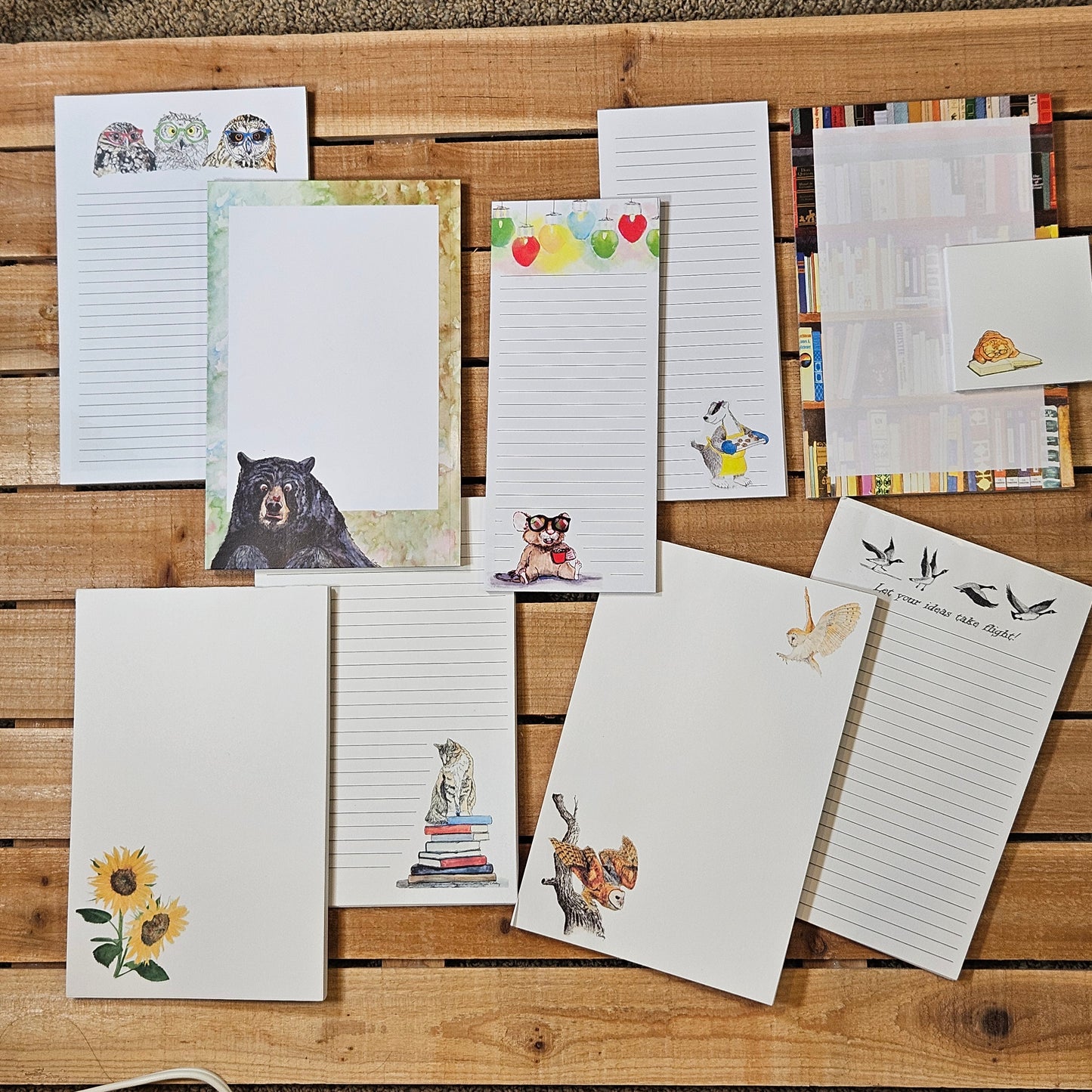 Owls Half-Sheet Ruled Notepad – Whimsical Owl Trio