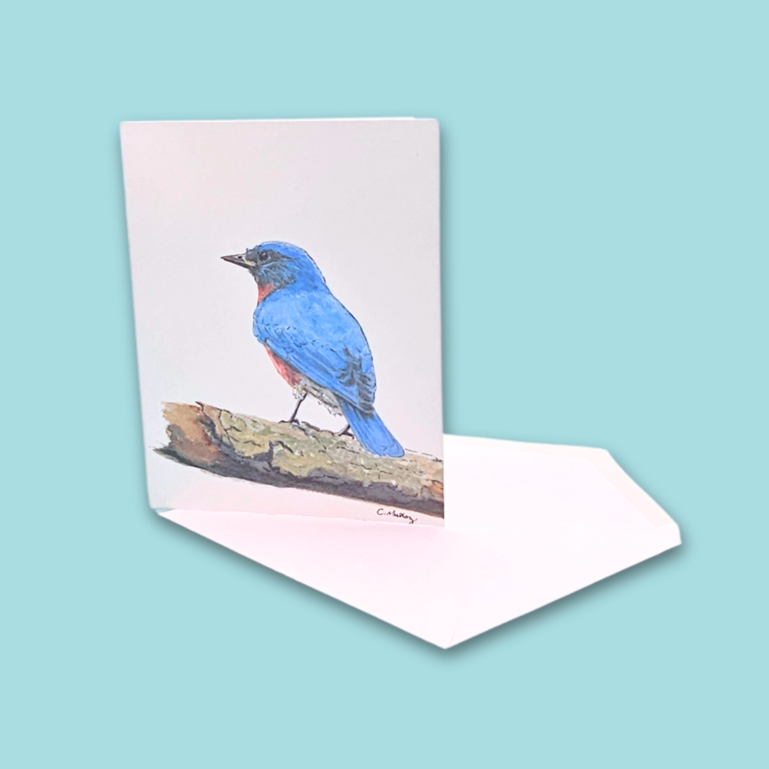 Bluebird Greeting Card – whimsical woodland animal gift, perfect for holidays and everyday use.