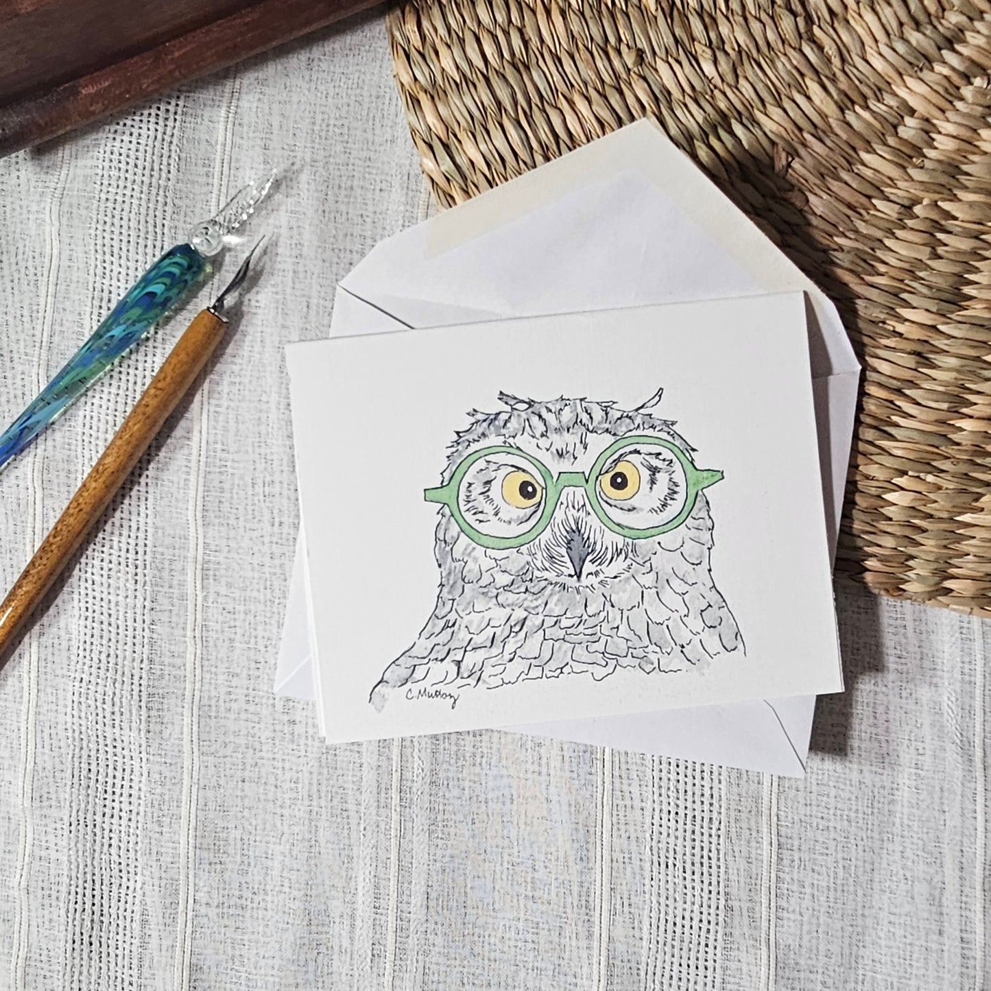 Green Specs Greeting Card – whimsical woodland animal gift, perfect for holidays and everyday use.