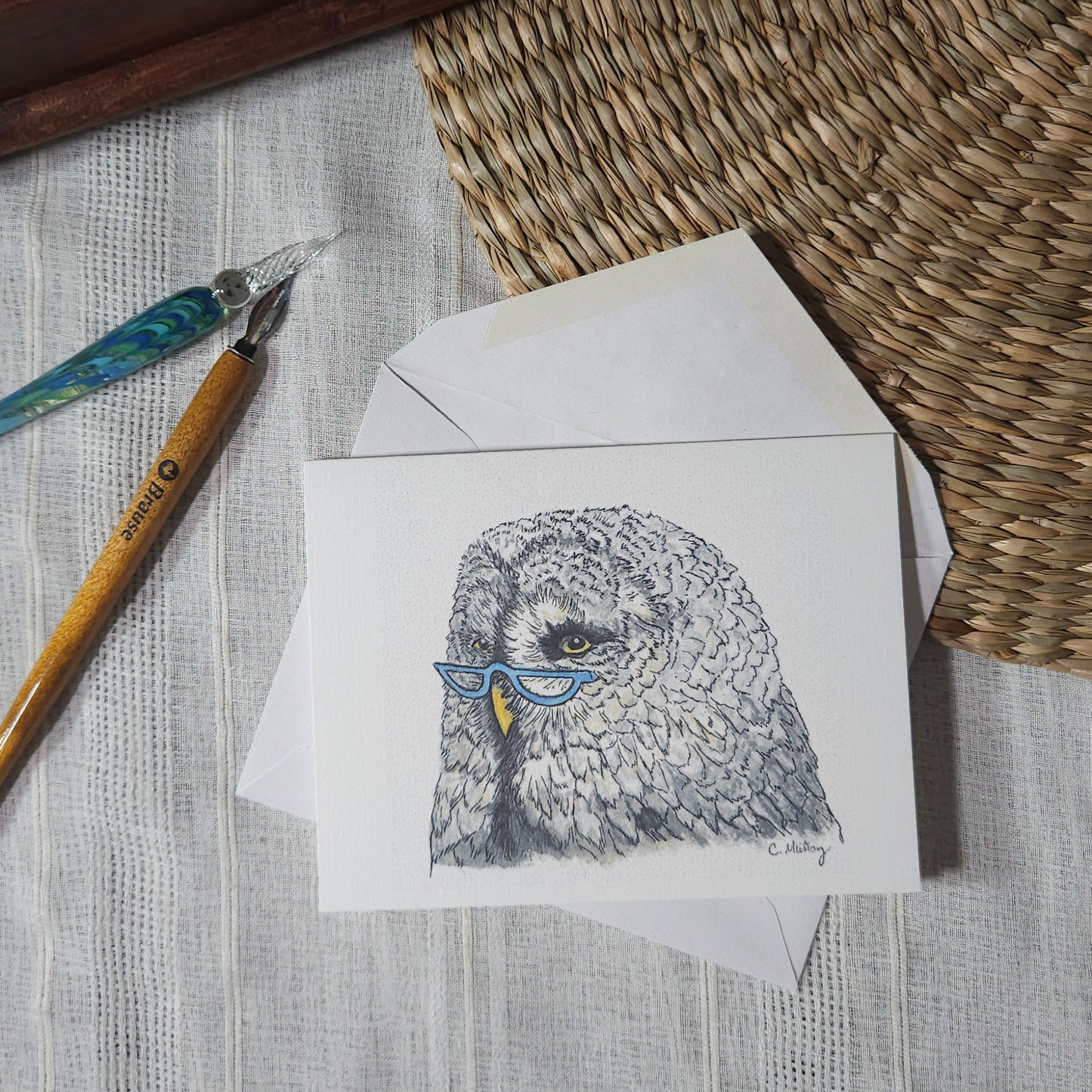 Half-moon specs Greeting Card – whimsical woodland animal gift, perfect for holidays and everyday use.