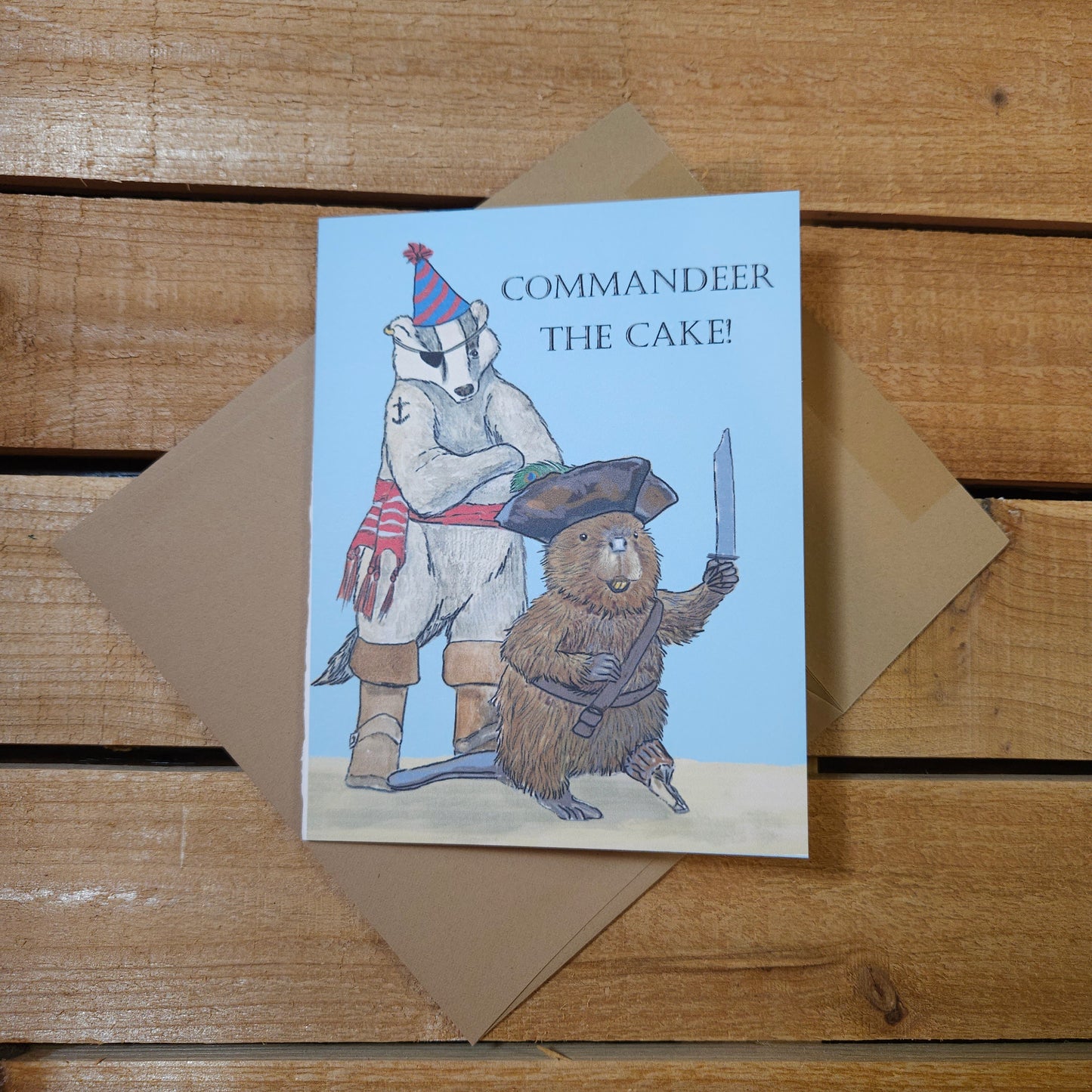 Commander the Cake woodland pirate birthday card