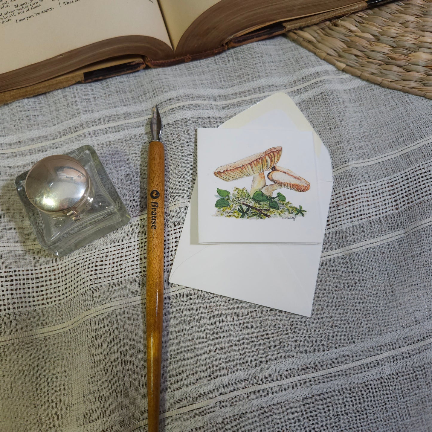 Mushroom Mini Greeting Card – whimsical woodland animal gift, perfect for holidays and everyday use.