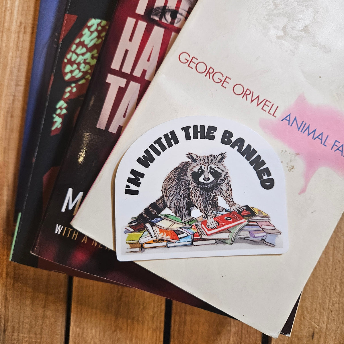 Raccoon Banned Books Sticker - 3x3” waterproof vinyl decal