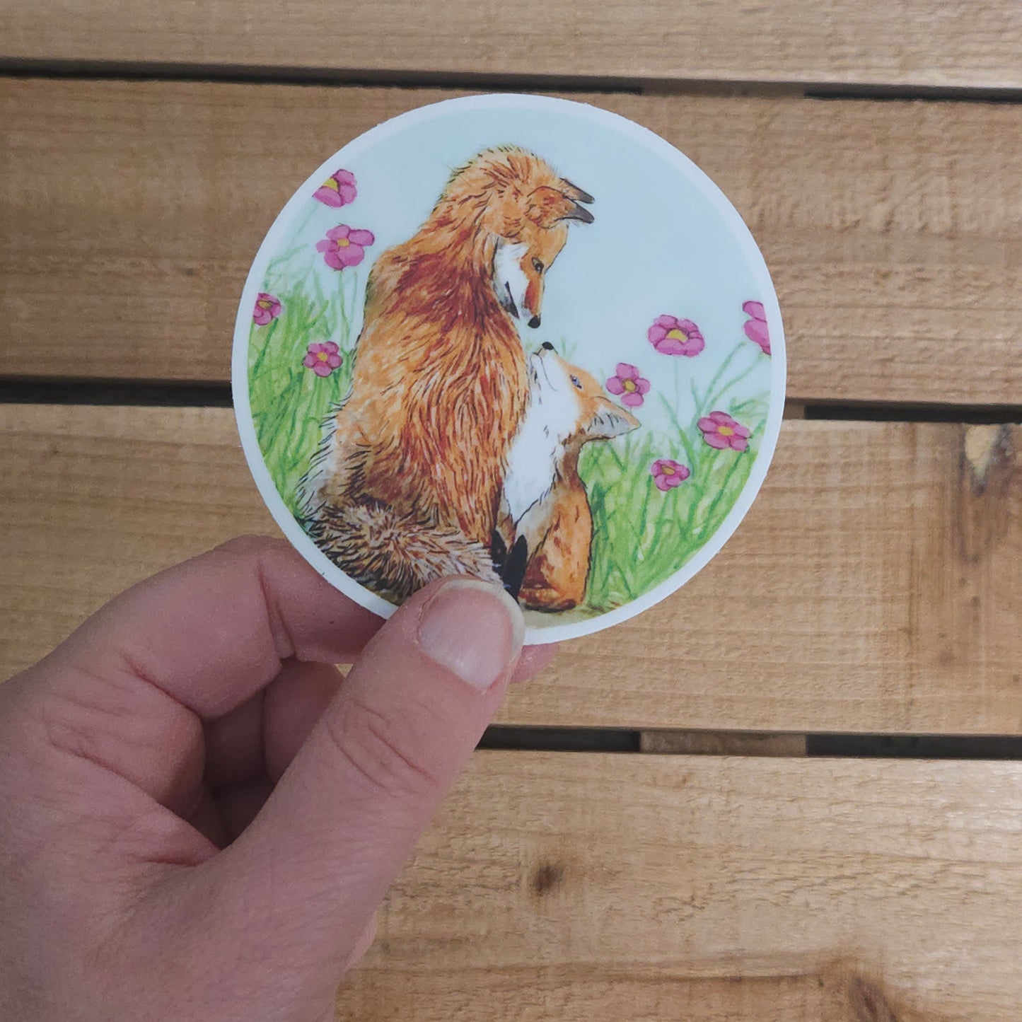Mama & Baby Fox Sticker – 3x3 Inch Waterproof Vinyl Decal
