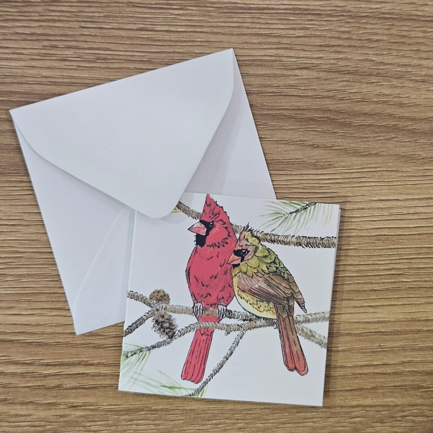 Cardinal Pair Mini Enclosure Card | 3x3 Gift Tag