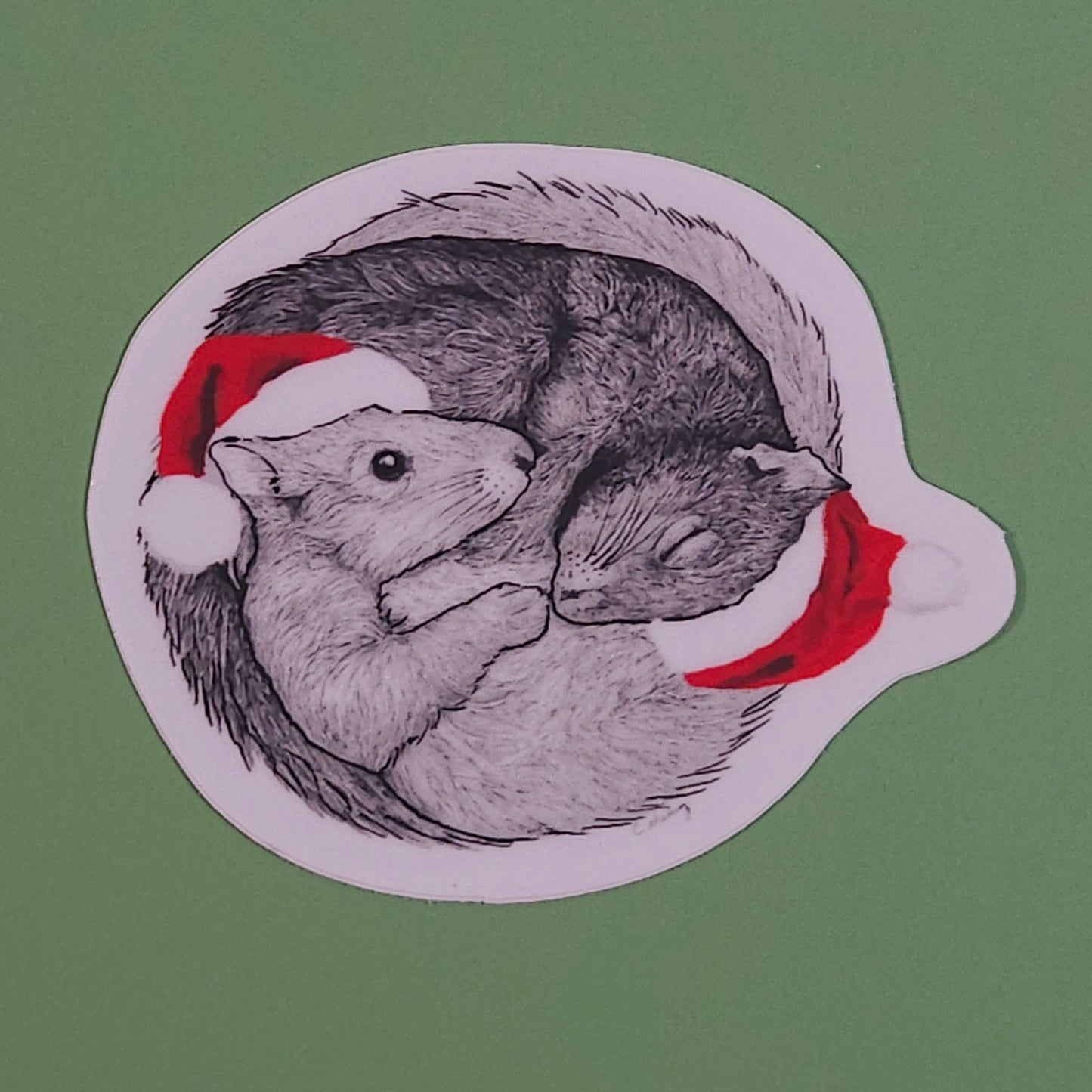 Holiday Snuggles Squirrels Sticker – 3x3 Inch Waterproof Vinyl Decal