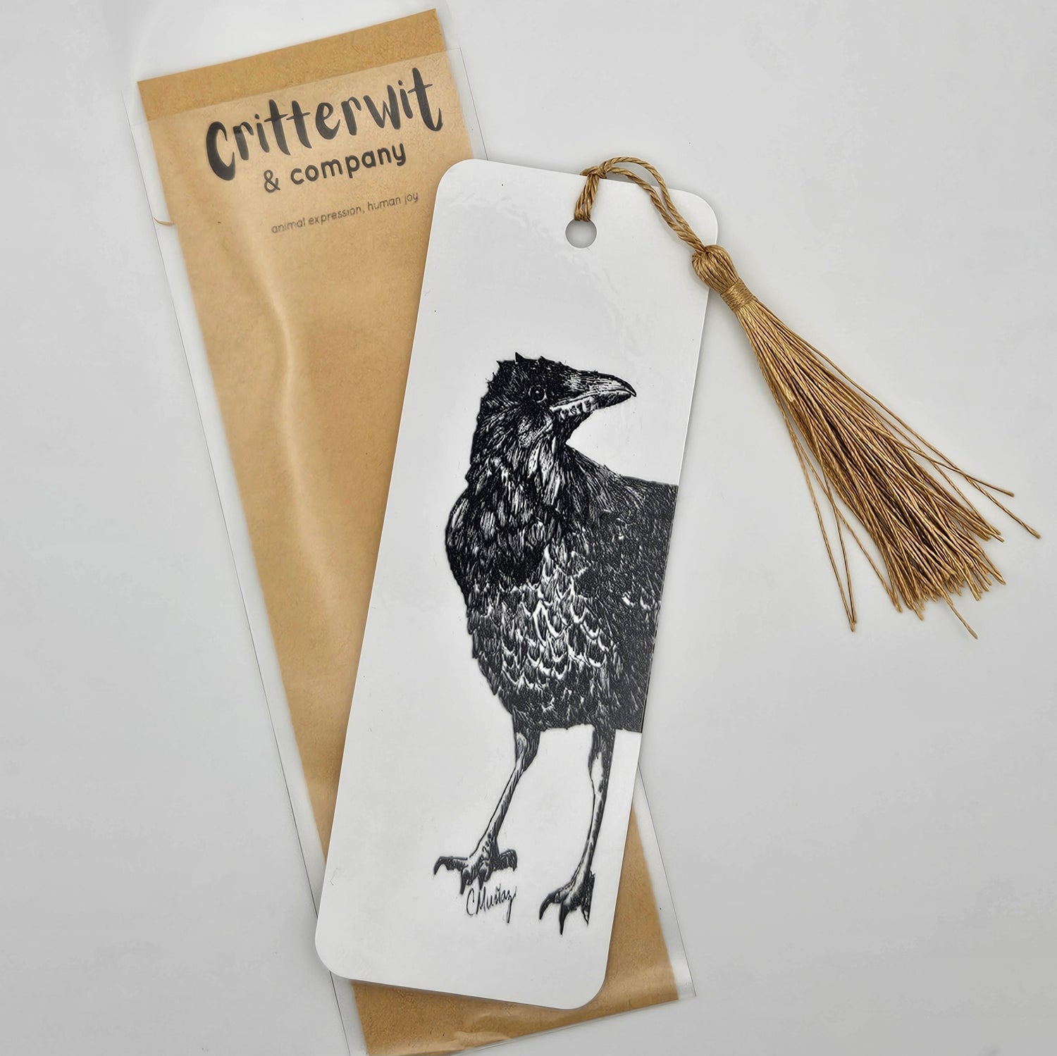 Crow Woodland Animal Bookmark – whimsical woodland animal gift, perfect for holidays and everyday use.
