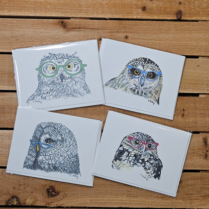 Red Specs Owl Greeting Card – Whimsical Woodland Charm