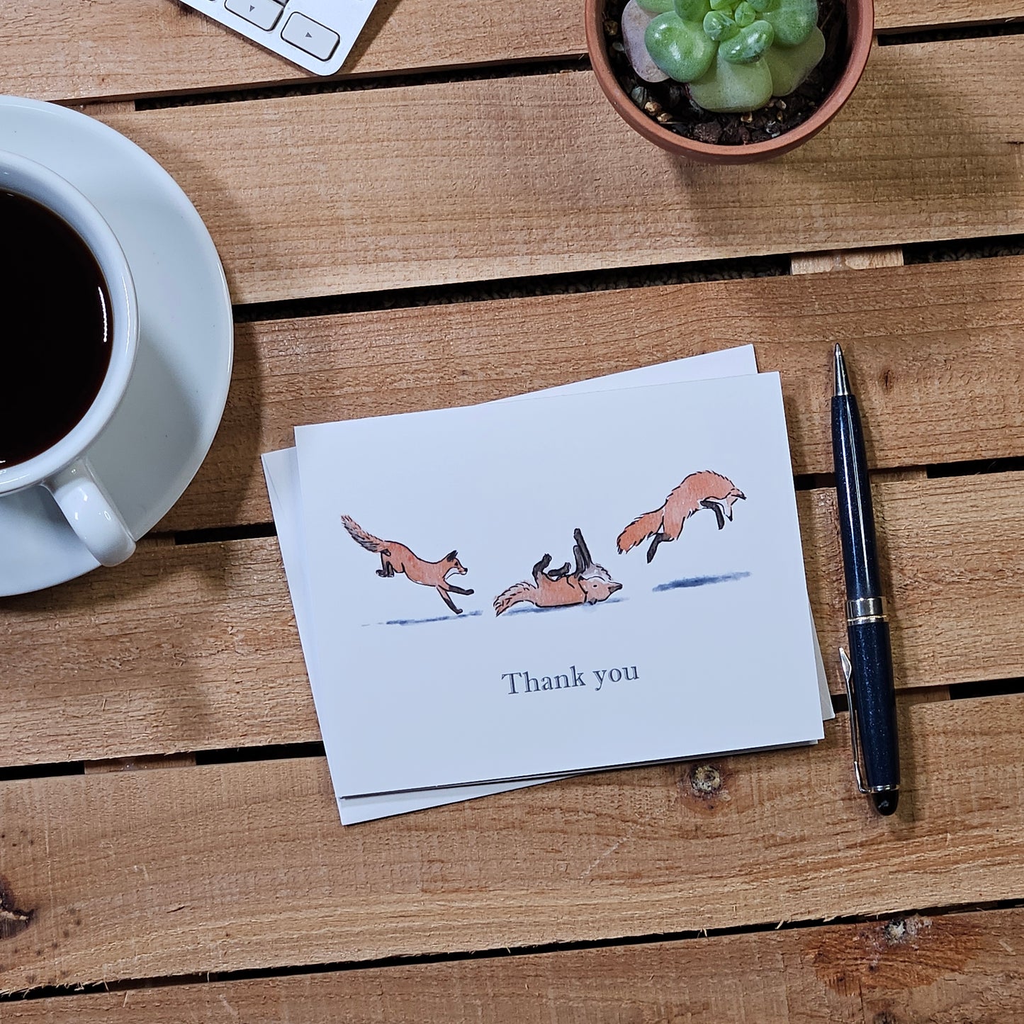 Frolicking Fox Thank You Greeting Card