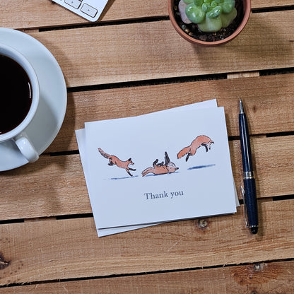 Frolicking Fox Thank You Greeting Card