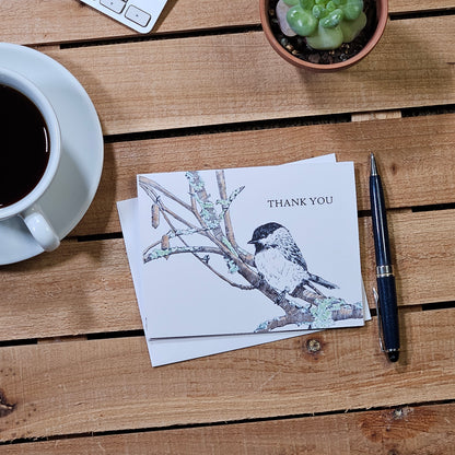 Chickadee Thank You Card – Woodland Bird Greeting Card