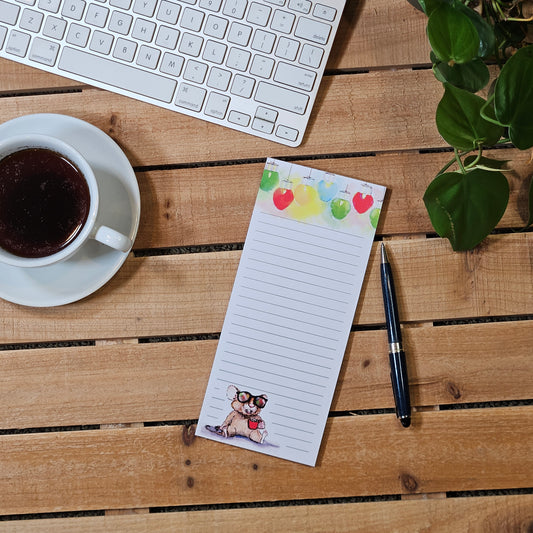 Mouse Christmas Lights List Notepad – Holiday Stationery