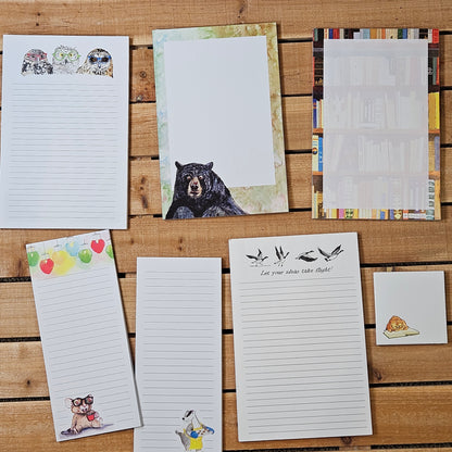 Bear Half-Sheet Notepad – Surprised Bear with Ladybug