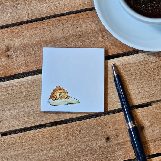 Reading Cat Sticky Notepad – Ginger Cat with Book