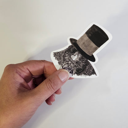 Raven in Top Hat Sticker – 3x3 Inch Waterproof Vinyl Decal