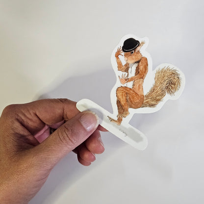 Jazz Hands Squirrel Sticker  – 3x3 Inch Waterproof Vinyl Decal