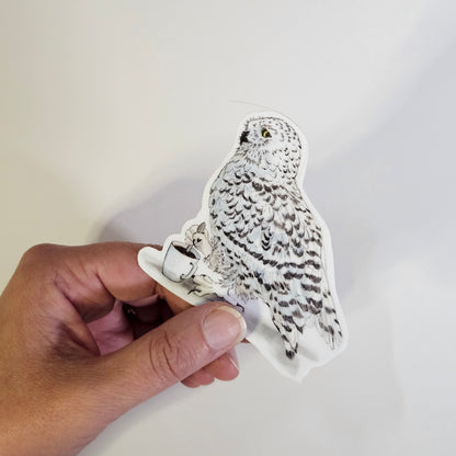 Snowy Owl Stirring Cocoa Sticker – 3x3 Inch Waterproof Vinyl Decal
