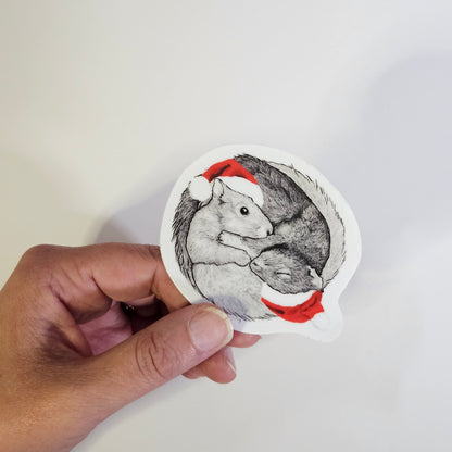Holiday Snuggles Squirrels Sticker – 3x3 Inch Waterproof Vinyl Decal