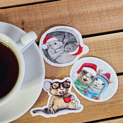 Holiday Snuggles Squirrels Sticker – 3x3 Inch Waterproof Vinyl Decal