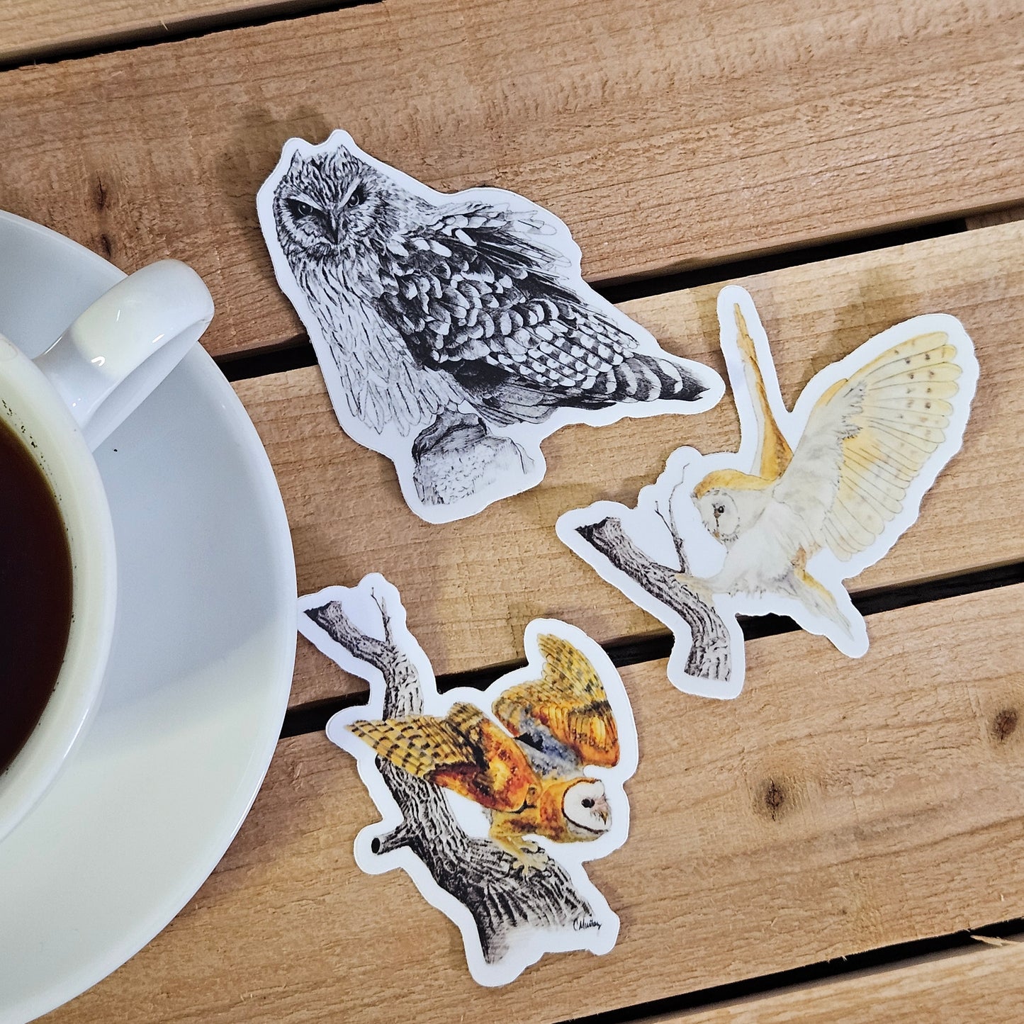 Barn Owl Heading Out sticker - 3x3” waterproof vinyl decal