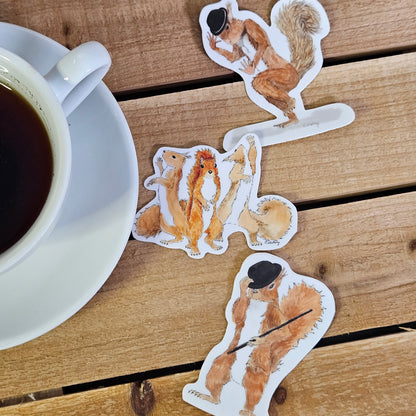 Squirrel Trio Showbiz Sticker – 3x3 Inch Waterproof Vinyl Decal