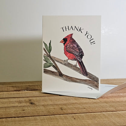 Cardinal Thank You Card – 4.25 x 5.5 inches, Blank Inside, Envelope Included