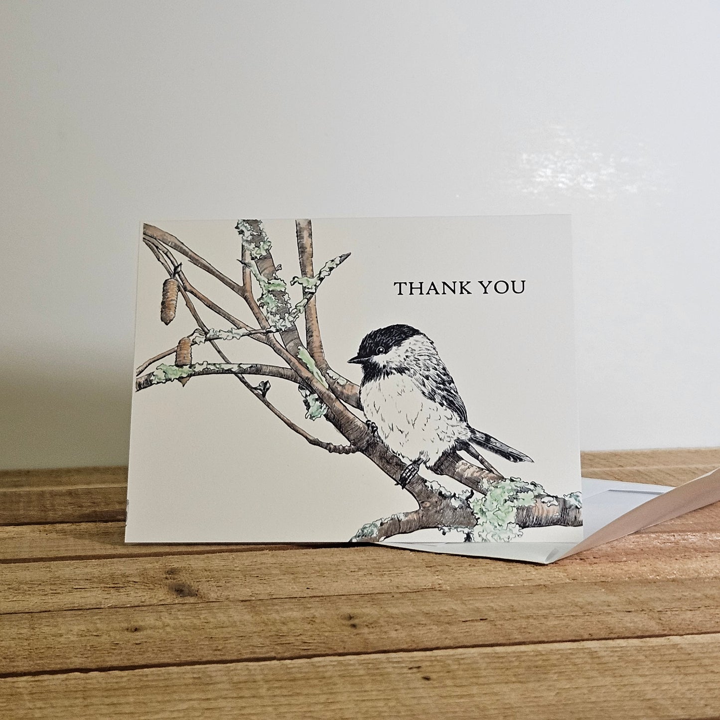 Chickadee Thank You Card – Woodland Bird Greeting Card