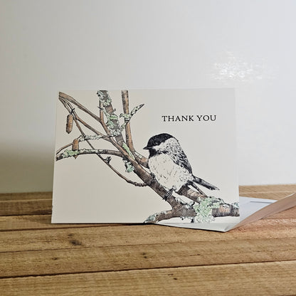 Chickadee Thank You Card – Woodland Bird Greeting Card