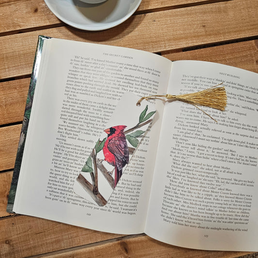 Red Cardinal Bookmark — 2x6 Inches, Laminated for Durability, Tassel Included, Biodegradable Packaging