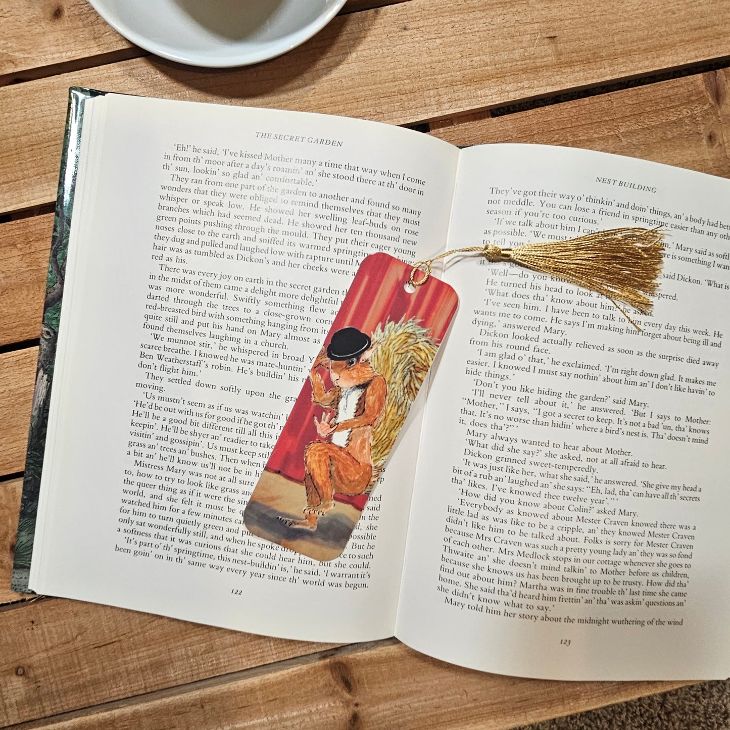 Broadway Red Squirrel Bookmark — 2x6 Inches, Laminated for Durability, Tassel Included, Biodegradable Packaging