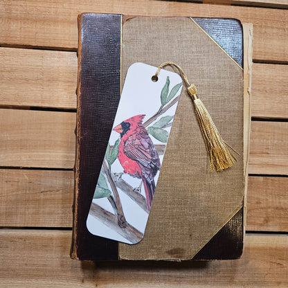 Red Cardinal Bookmark — 2x6 Inches, Laminated for Durability, Tassel Included, Biodegradable Packaging
