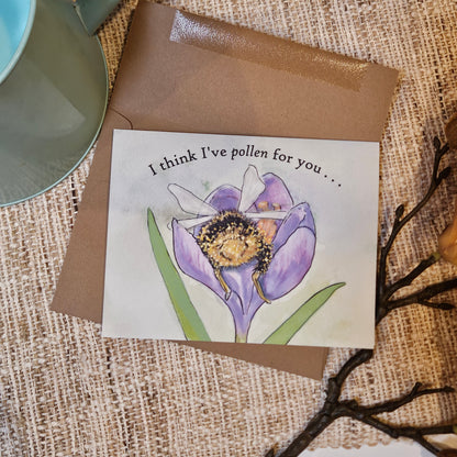 Pollen for You Bee Card – Whimsical Romantic Greeting