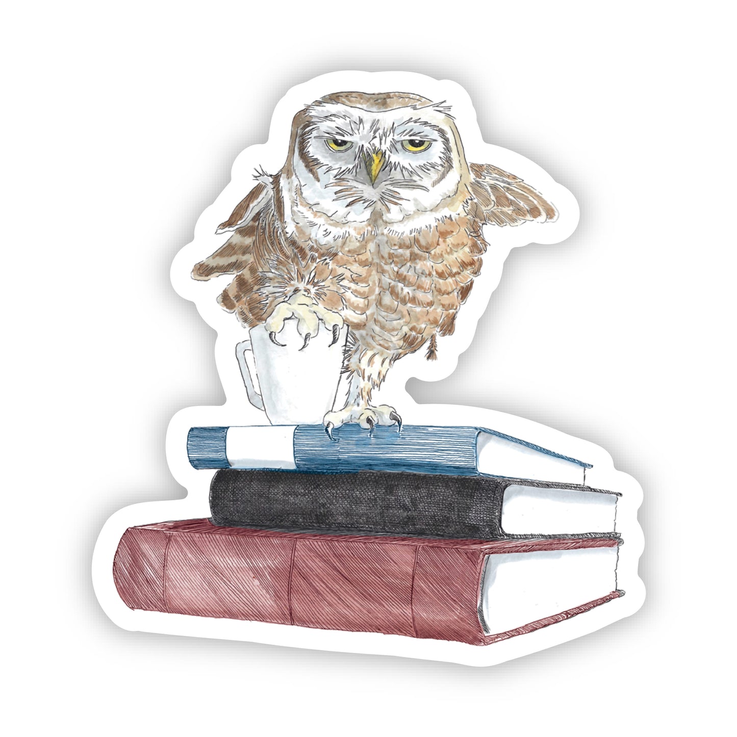 Prefer Coffee Owl Sticker – 3x3 Inch Waterproof Vinyl Decal