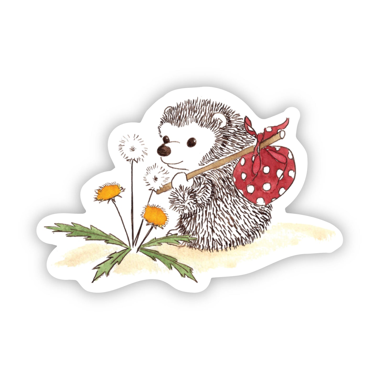 Dandelion Hedgehog Sticker - 3x3 Inch Waterproof Vinyl Decal