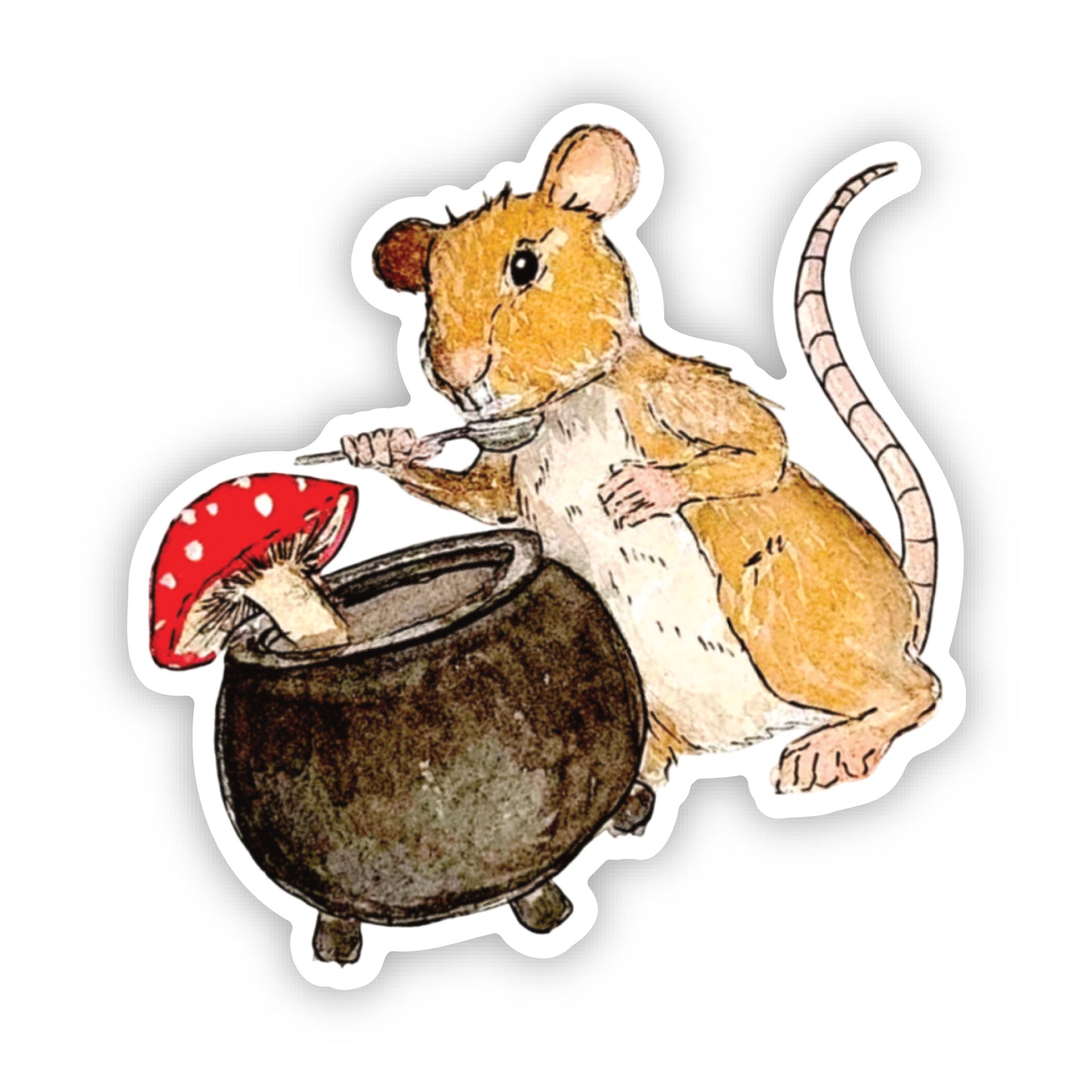 Mouse Mushroom Soup Sticker – Cottagecore Woodland Vinyl | Critterwit