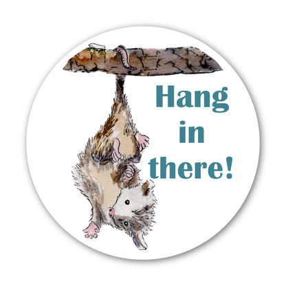 Hang In There Possum Sticker – 3x3 Inch Waterproof Vinyl Decal