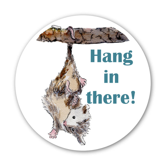 Hang In There Possum Sticker – 3x3 Inch Waterproof Vinyl Decal