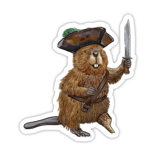 Captain Irontooth Pirate Beaver Sticker - Whimsical Woodland Vinyl
