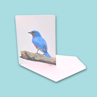 Bluebird Greeting Card – whimsical woodland animal gift, perfect for holidays and everyday use.