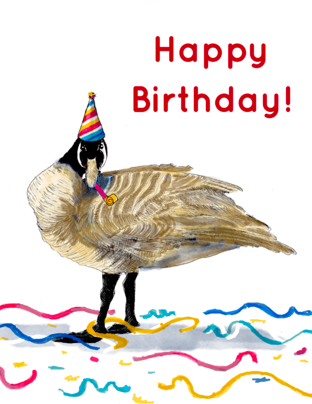 Honkin’ Good Birthday Goose Greeting Card – Whimsical Woodland Fun