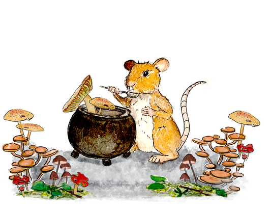 Mushroom Soup Greeting Card – whimsical woodland animal gift, perfect for holidays and everyday use.