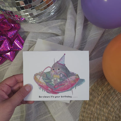 Shellfish Birthday Greeting Card – Whimsical Woodland Fun with Lobster Charm