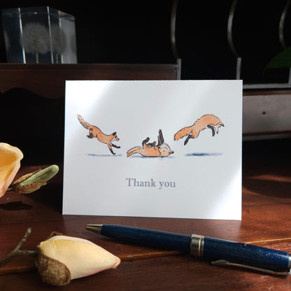 Frolicking Fox Thank You Greeting Card