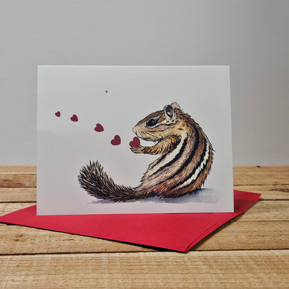 Chipmunk Kisses Valentines Day – Woodland Greeting Card