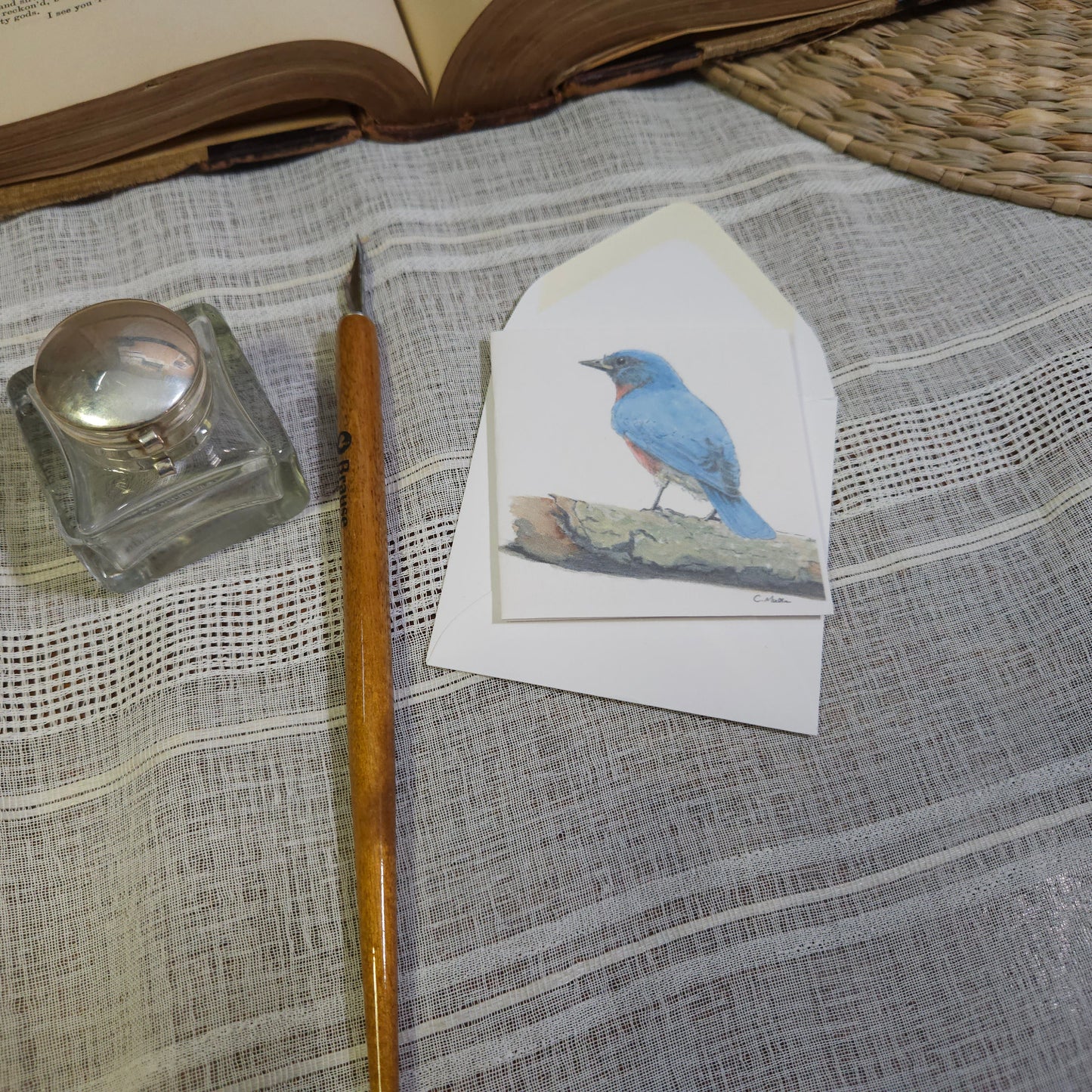 Bluebird Mini Greeting Card – whimsical woodland animal gift, perfect for holidays and everyday use.