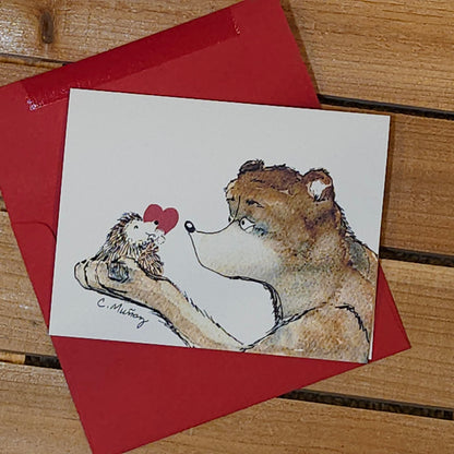 [Hedgehog Bear Surprise Valentines Day] – Woodland Greeting Card