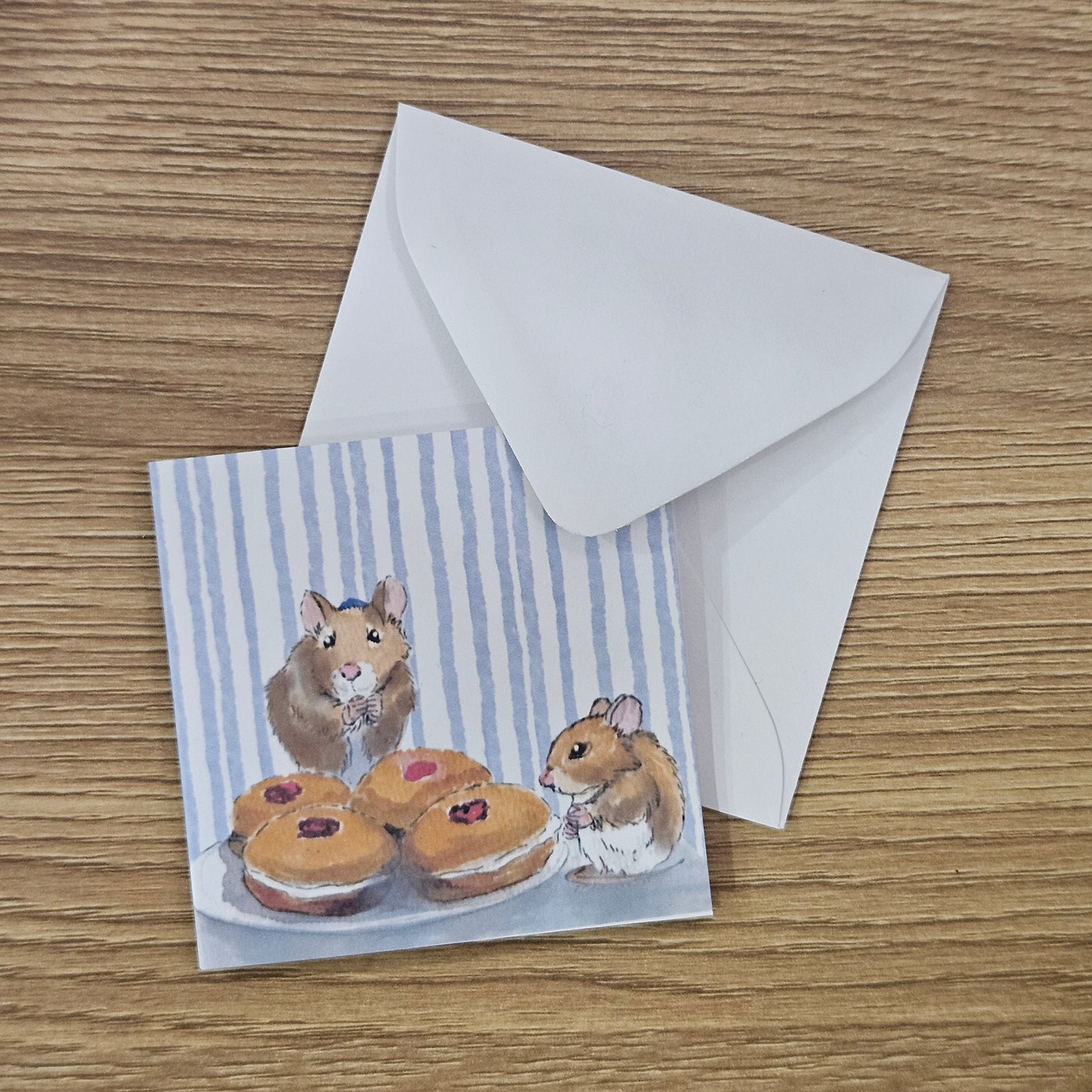 Hanukkah Mice Mini Enclosure Card | 3x3 Holiday Gift Tag