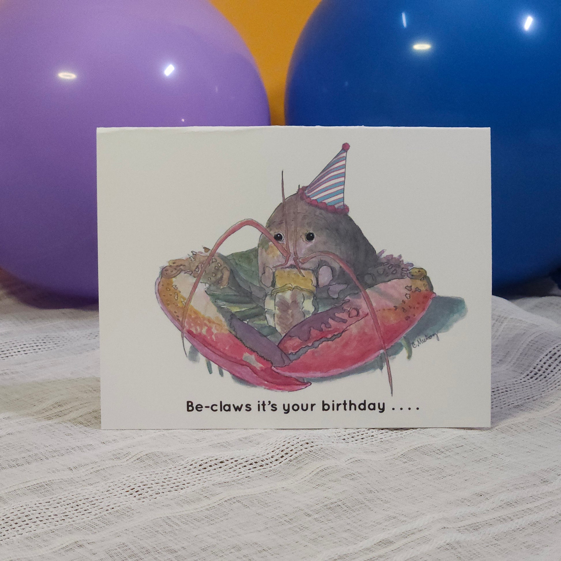 Shellfish birthday Greeting Card – whimsical woodland animal gift, perfect for holidays and everyday use.